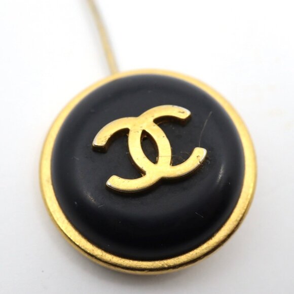 CHANEL Coco Mark Lapel Pin/Tie Clip Brooch in Gold and Black with Engraved Lo... - Picture 8 of 12